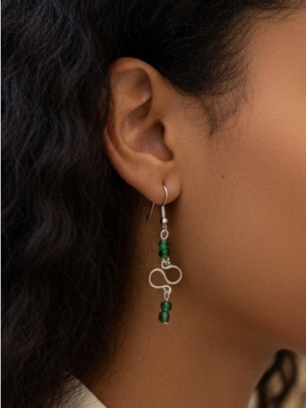 Emerald Green Infinity Earrings